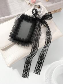 ROMWE Kawaii 1 chiếc Y2K Retro Gothic Phong cách ren lưới nơ pha lê thánh giá tự làm móc khóa, Thích hợp cho nhân viên văn phòng, sinh viên, trang phục hàng ngày, quà tặng lễ hội, Halloween - màu đen - Xem 8