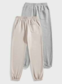 Manfinity VCAY 2 Stücke Herren gestrickte figurbetonte gerade Jogginghose, geeignet für Herbst/Winter