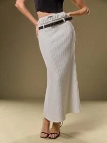 SURIMA Women's Solid Color Bodycon Simple Casual Skirt, Fashionable For Everyday Wear