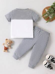 Baby Boys Casual Colorblock Short Sleeve Outfit Set, Spring/Summer - Multicolor - View 2
