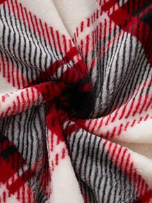 3pcs Women Plaid Print Flannel Pajama Set