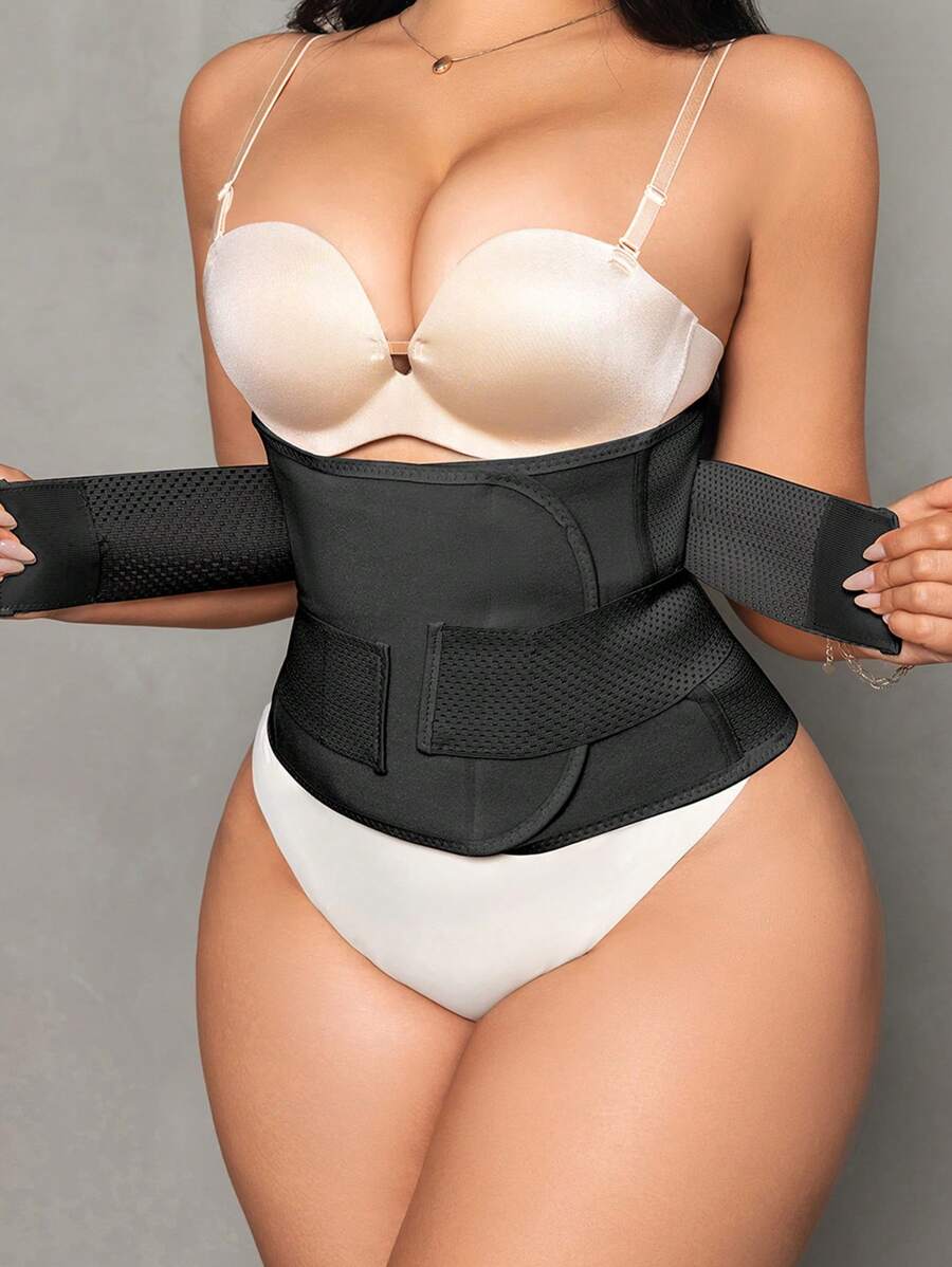 1pc Women's Breathable Slim Waist Trainer With Lumbar Support - Black - View 1
