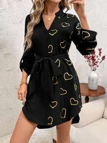 SHEIN Clasi Women's Golden Short Dress For New Year And Valentine's Day