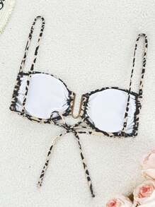 SHEIN Swim 2025 Leopard Print Bikini Top, Random Print Summer - Multicolor - View 3