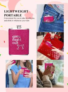 SHEIN 1 Stück 8oz Wein Flasche für Frauen, auslaufsichere Edelstahl Flasche mit glitzernder Beschichtung, tragbarer flacher Metall Weinflasche für Outdoor, geeignet für Bar, Grillen und Reisen, Aufbewahrungsbehälter, Raumdekoration, verwendbar für Wasser, Kaffee, Milch, Getränke usw., geeignet für Küche, Restaurant, Bar, Partys, Treffen, Hochzeiten, Geschenke für Freunde, Freundin, Vater, Weihnachten, Neujahr