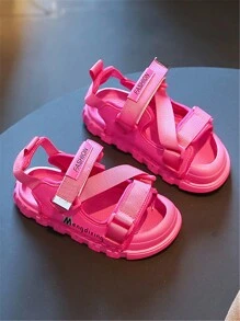 زوج من صنادل رياضية صيفية لكلا الجنسين من الأطفال ، صنادل شاطئية لأطفال الذكور ذات كابة سميكة للأصابع المفتوحة لأطفال متوسطي وكبار الحجم، صنادل لإناث ذات أرضية ناعمة ومانعة للانزلاق - روز أحمر - مشاهدة 6