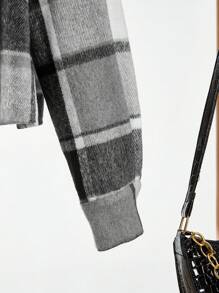 Veste casual à carreaux pour femme, automne - Noir - Voir 3