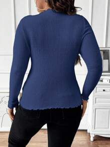 Celure Jersey de punto con cuello alto y manga larga, ajustado y versátil para otoño/invierno, tallas grandes para mujeres