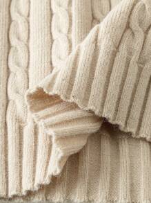 Chiquease Women's Autumn/Winter High Collar Sleeveless Cable Knit Elegant Fitted Sweater Vest - Apricot - View 7