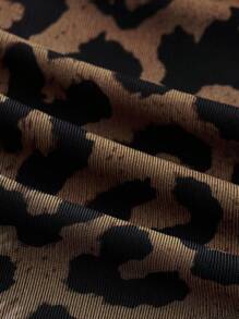 SHEIN Essnce Women Talk About Casual Fashion, 90s Style Street Photography, Spring And Autumn Ruched Collar Leopard Print Tank Tops, Sleeveless Tops, Going Out Tops, Autumn Women's Tops Women's Leopard Print Ruched Sleeveless Stand Collar Casual Tank Top
