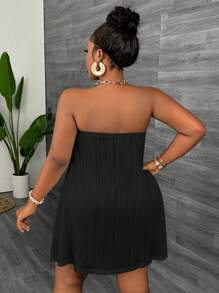 Slaydiva Casual Basic Short Sleeve Zip Jacket & Pants 2pcs Set, Plus Size Women - Black - View 2