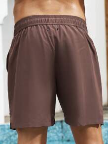 Manfinity Swimmode Men's Letter Printed Drawstring Waist Pocket Casual Beach Shorts