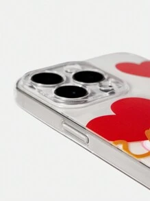 SCOOBY-DOO X SHEIN Fashionable Cartoon Dog & Heart Print Transparent Phone Case, For Valentine's Day