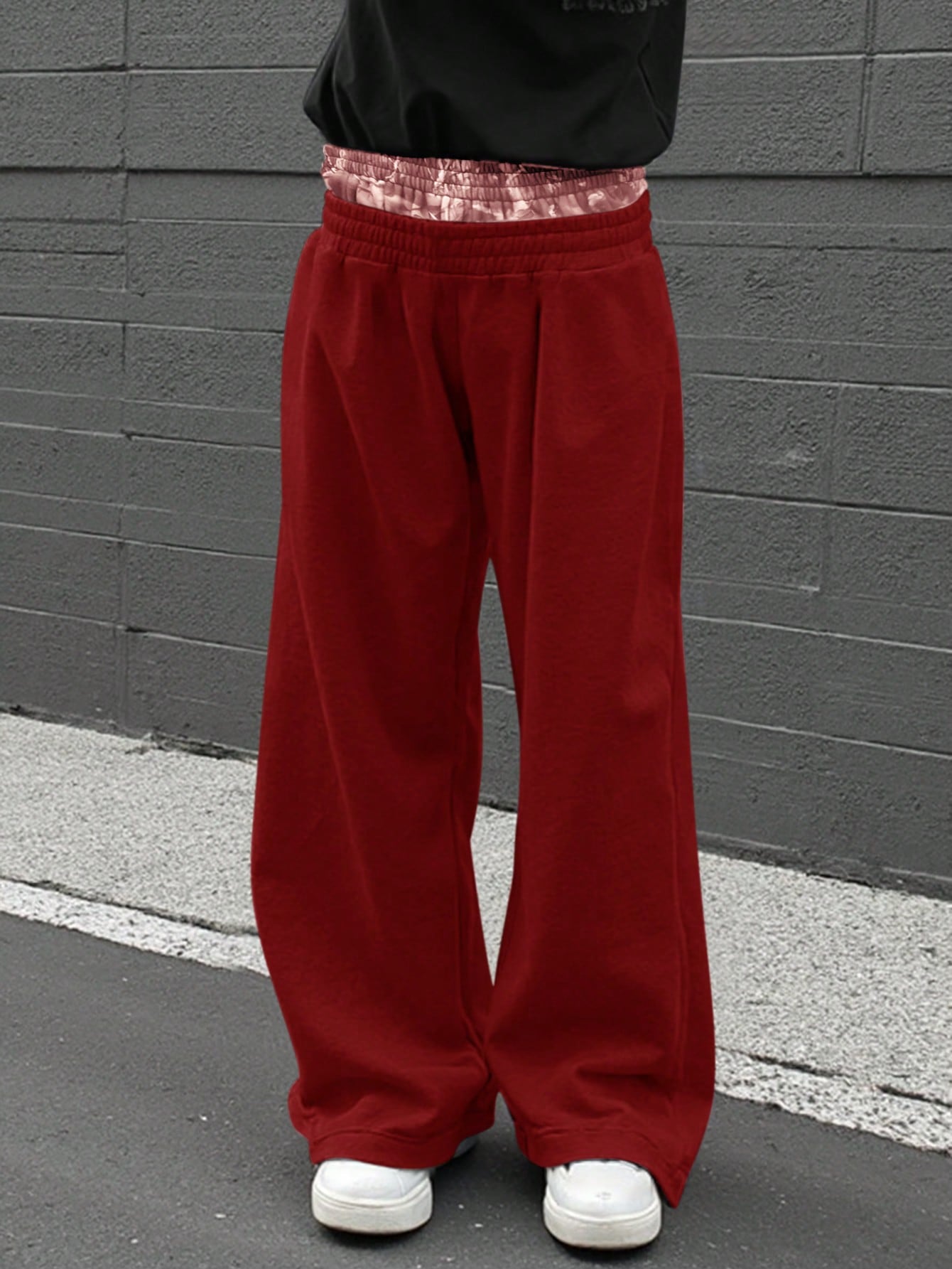 Manfinity Dauomo Men's Elastic Waist Wide Leg Loose Casual Sweatpants, Versatile