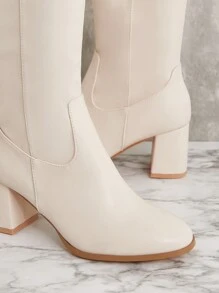 SHUZIA Women's Fashionable & Comfortable Knee-High Side Zipper Chunky Heel Boots Summer Shoes Spring Shoes Spring Break Easter