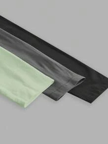 SHEIN EZwear Conjunto de 3 piezas de body de manga larga con cuello cuadrado para mujer - Multicolor - Ver 10