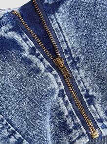 SHEIN MOD Women Asymmetric Hem Casual Denim Tube Top