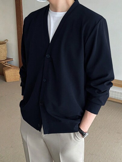 DAZY Men's Solid Button Cardigan Jacket Fall,Winter