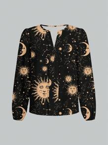 Glamance Heymoonly Blusas negras de talla grande para mujer con mangas extra largas, escote entallado, estilo casual, diseños de galaxia, lisos, gráficos y geométricos. Atuendos de verano para mujer, blusas de verano para salir, oficina, atuendos casuales de negocios, atuendos de oficina para mujer en otoño, atuendos de día y noche, atuendos de viaje y ropa de aeropuerto para mujer