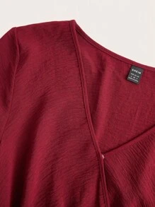 Ellevyn 女士勃艮第红 A 字裙，时尚通勤、休闲外套、秋冬 - 酒紅色 - 查看 10