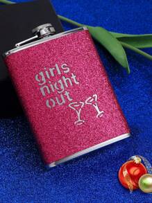 SHEIN 1 Stück 8oz Wein Flasche für Frauen, auslaufsichere Edelstahl Flasche mit glitzernder Beschichtung, tragbarer flacher Metall Weinflasche für Outdoor, geeignet für Bar, Grillen und Reisen, Aufbewahrungsbehälter, Raumdekoration, verwendbar für Wasser, Kaffee, Milch, Getränke usw., geeignet für Küche, Restaurant, Bar, Partys, Treffen, Hochzeiten, Geschenke für Freunde, Freundin, Vater, Weihnachten, Neujahr