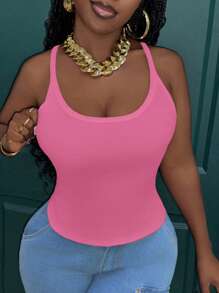 Slaydiva 2024 minimalistischen Alle-Spiel Frauen Gerippte Elastische Sportliche Fitness Crop Camisole