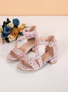 1 Pair Fashionable & Elegant Luxury Girl's High Heel Sandals, Versatile