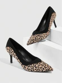 CUCCOO SZL Giày cao gót mũi nhọn họa tiết da báo cho nữ - màu nâu - Xem 2