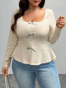 Celure Camiseta de manga larga y estilo elegante urbano para mujer de talla grande