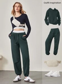 GLOWMODE 30'' Everyday Fleece Be Comfy Oversized Fit Adjustable Drawstring Waist Basic Joggers With Side Pockets Daily Casual - Mistle Toned - View 6