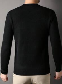 Men's V-Neck Plain Knitted Thick Sweater, Autumn/Winter