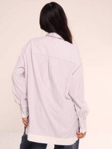 MUSERA Áo sơ mi cài cúc bằng vải cotton poplin, thích hợp cho kỳ nghỉ xuân hè. - Màu Xám nhạt - Xem 3