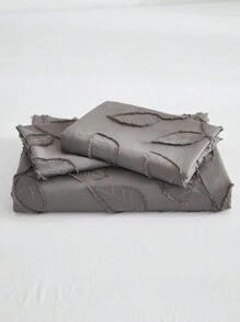 3 Stücke Polyester, weich & bequem, grau geschnittenes Blättermuster, Moderne Bettwäsche-Set (1 Bettbezug + 2 Kissenbezüge, ohne Füllung), geeignet für Heim-Dekoration, Schlafzimmer Nutzung, Ganzjährig