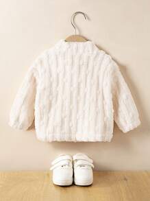 Toddler Girls Heart Collar Zipper Fleece Warm Jacket, Fashionable & Comfortable Outerwear For Autumn/Winter - Apricot - View 2