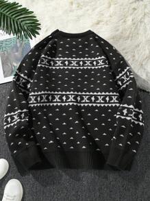 Manfinity Homme Maglione uomo a girocollo con stampa di slogan, manica lunga, adatto per autunno/inverno
