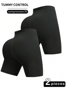 SHEIN Sport Studio 1 Pack Women's Solid Color High Waist Casual Fitness Sports Shorts Spandex Short