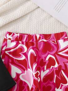 2pcs/Set Tween Girls Casual Streetwear Y2K Crossback Camisole Top And Slim-Fit Heart Print Flare Leg Pants, Suitable For Home, Outdoor, School, Spring/Summer