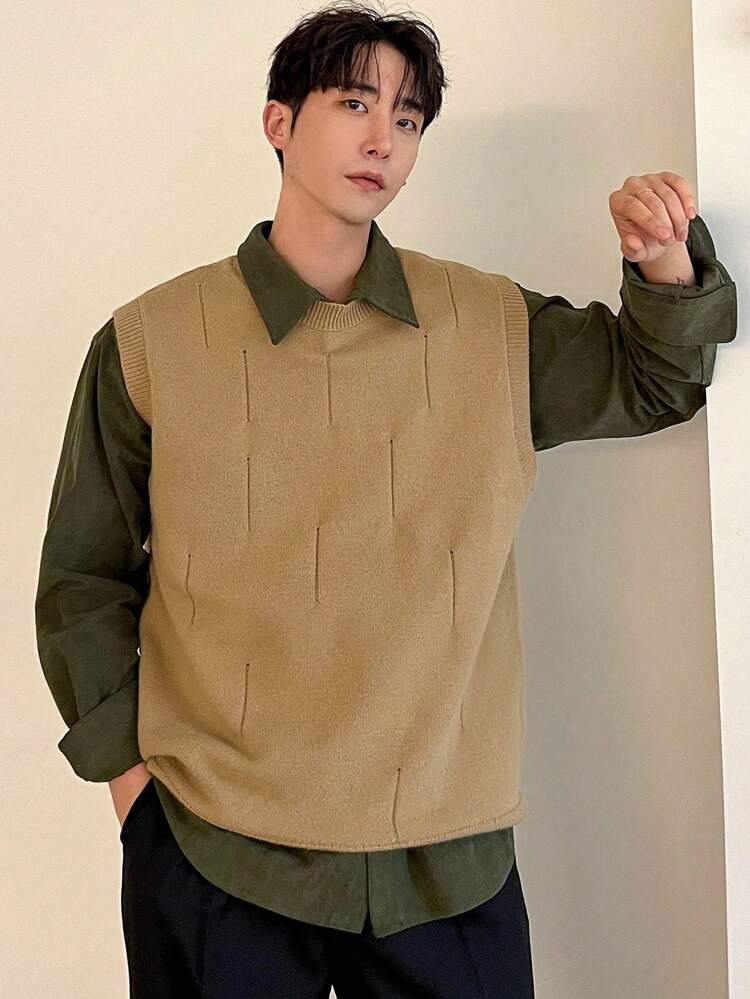 Men's Casual Solid Color Sleeveless Knit Sweater Vest