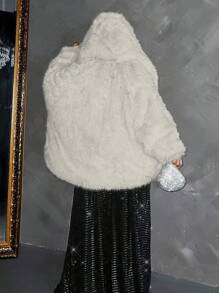 Maweii Plus Size Fluffy Jassen