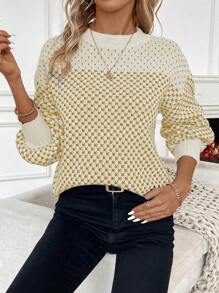 SHEIN LUNE 圆领套头毛衣，休闲时尚，适合日常穿着，针织套头衫，秋冬季款