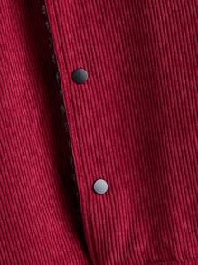 Manfinity VCAY Men's Loose Fit Collared Button Down Flannel Jacket, Suitable For Autumn And Winter Party, Long Sleeve Casual Color Block Dark Red Jacket, For Friends, Husband, Boyfriend Gifts, For Christmas - Burgundy - View 3