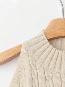 Chiquease Women's Autumn/Winter High Collar Sleeveless Cable Knit Elegant Fitted Sweater Vest - Apricot - View 3