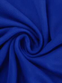 Manfinity Dauomo Kemeja Polo Kasual Lengan Pendek Pria dengan Trim Kontras dan Kancing Depan, untuk Golf - Royal Blue - View 4