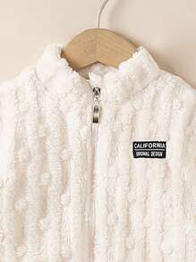 Toddler Girls Heart Collar Zipper Fleece Warm Jacket, Fashionable & Comfortable Outerwear For Autumn/Winter - Apricot - View 6