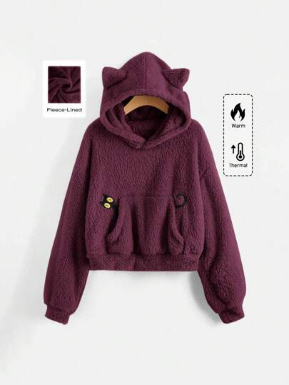 Kawaii sweat-shirt à capuche décontracté pour femmes avec détail de poche
