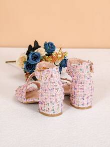 1 Pair Fashionable & Elegant Luxury Girl's High Heel Sandals, Versatile