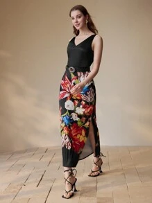 MOTF PREMIUM VESTIDO CON ESTAMPADO FLORAL Y ABERTURA EN EL MUSLO - Multicolor - Ver 2