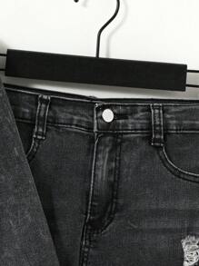 Boys Kids Casual Ripped Distressed 2pcs Set: Denim Jacket & Jeans, Stylish - Grey - View 5