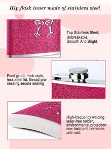 SHEIN 1 Stück 8oz Wein Flasche für Frauen, auslaufsichere Edelstahl Flasche mit glitzernder Beschichtung, tragbarer flacher Metall Weinflasche für Outdoor, geeignet für Bar, Grillen und Reisen, Aufbewahrungsbehälter, Raumdekoration, verwendbar für Wasser, Kaffee, Milch, Getränke usw., geeignet für Küche, Restaurant, Bar, Partys, Treffen, Hochzeiten, Geschenke für Freunde, Freundin, Vater, Weihnachten, Neujahr