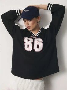 SHEIN Unity 女士商务休闲运动衫，办公室时尚装扮风格，博主同款设计，运动风，数字印花